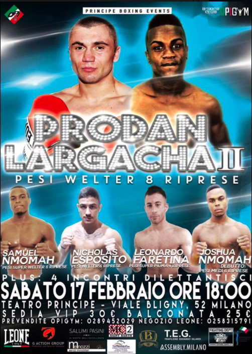 Il 17 febbraio Grande Serata di Boxe Pro al Teatro Principe di Milano