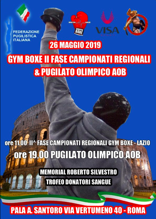 Il 26 Maggio al PalaSantoro di Roma la 2° Fase del Torneo Reg. LAZIO di Gym Boxe 