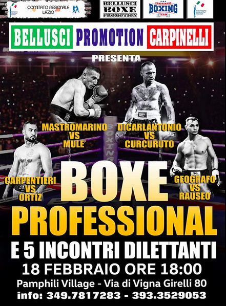 Il 18 Febbraio a Roma grande riunione di Boxe Pro