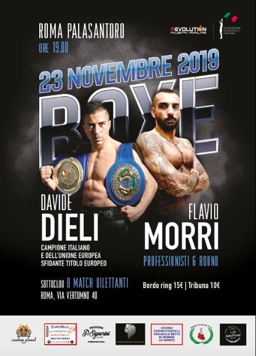 Il 23 novembre al PalaSantoro di Roma grande Serata di Boxe con Dieli e Morri sul ring 