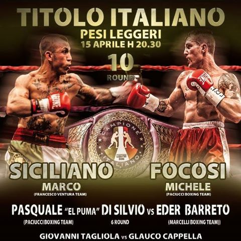 Il 15 Aprile ad Ancona il match tra Focosi e Siciliano per il Titolo Italiano Leggeri #ProBoxing #LegaProBoxe
