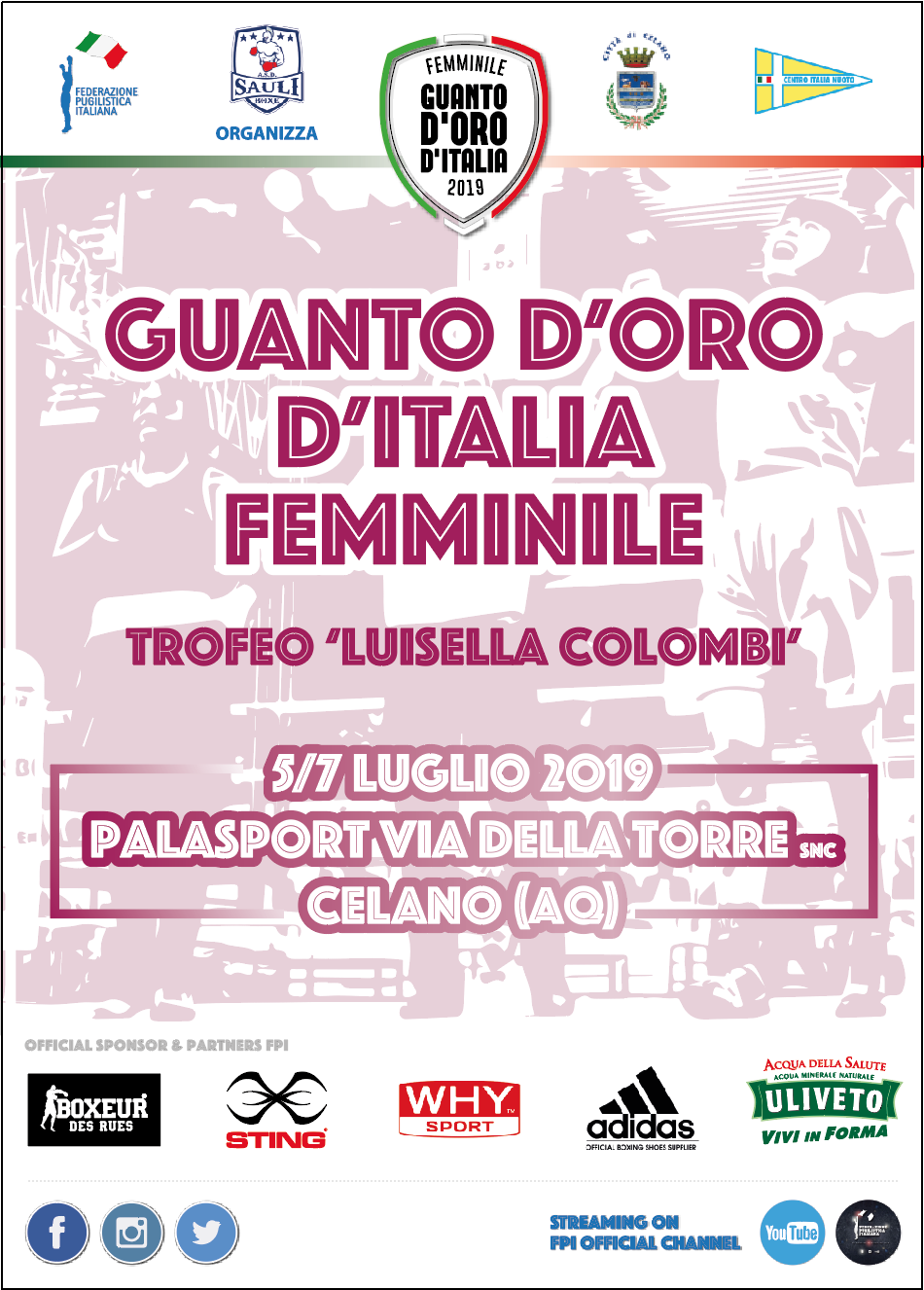 Guanto D'Oro Femminile - Trofeo Colombi 2019: Celano (AQ) 5-7 Luglio - LA LOCANDINA UFFICIALE #GuantoF19
