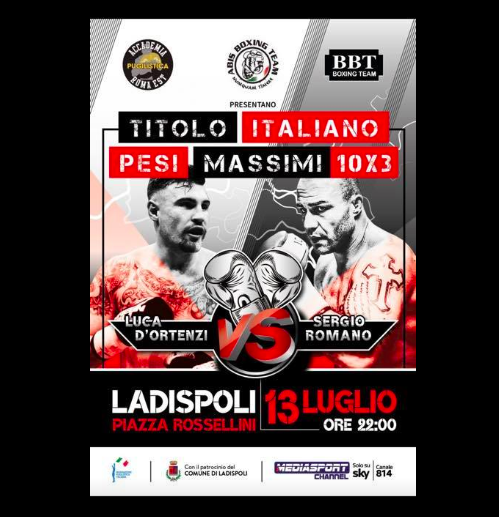 Sabato 13 Luglio a Ladispoli D'Ortenzi vs Romano per il titolo Italiano Massimi - INFO TV & LIVESTREAMING
