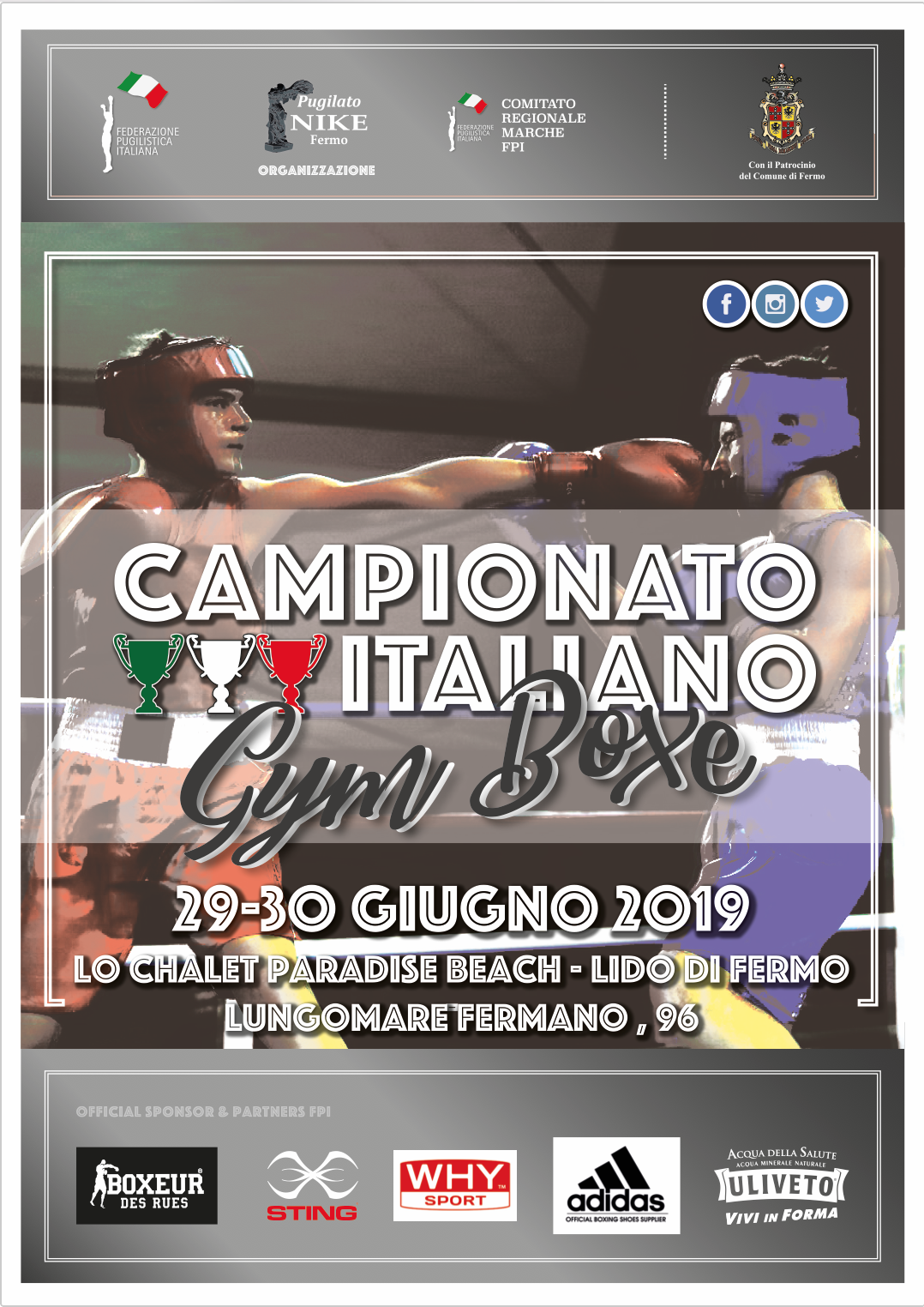 A Fermo dal 29 al 30 Giugno la Fase Nazionale del Campionato Gym Boxe 2019 - La Locandina Ufficiale #GymBoxe19