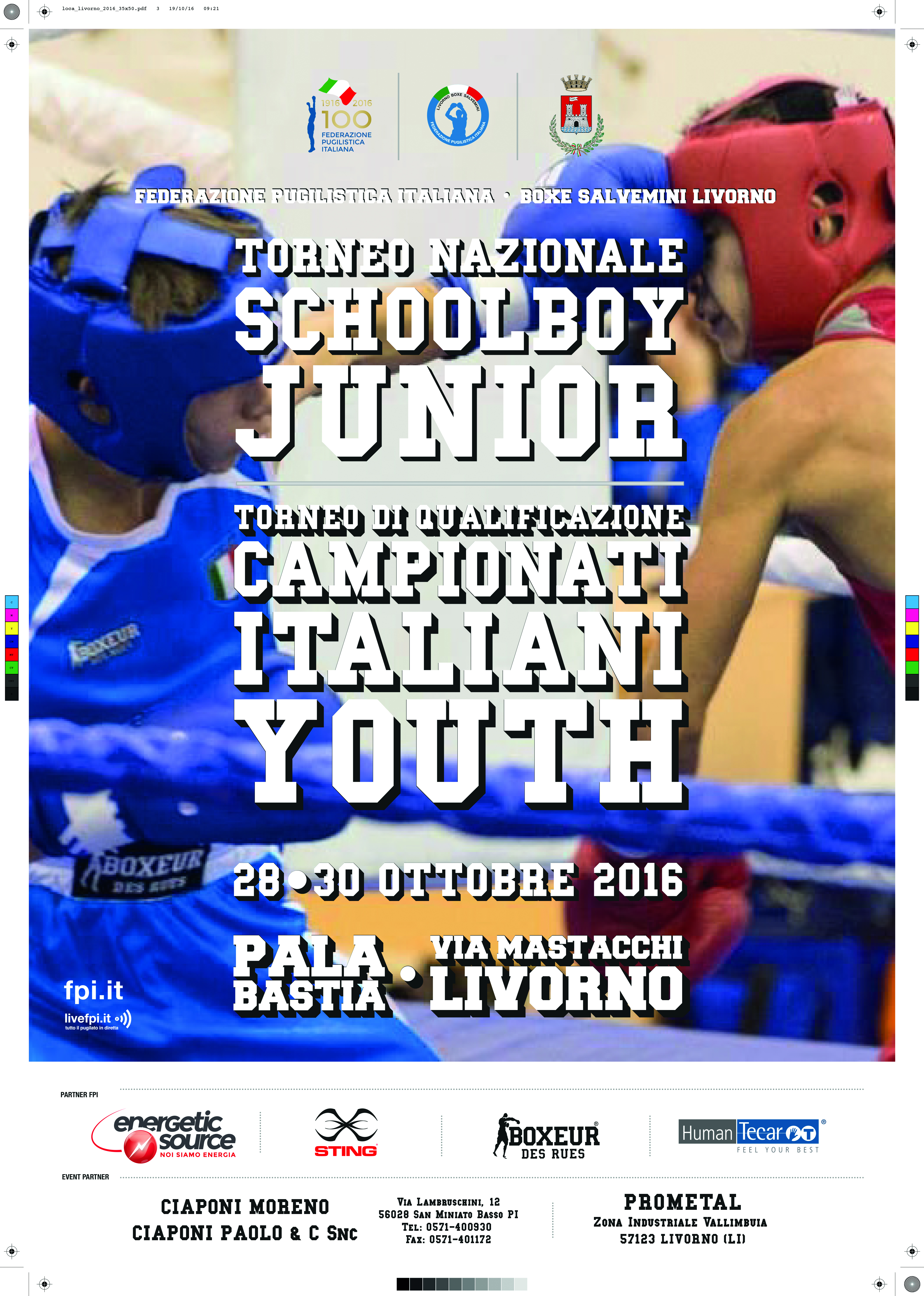 144 i Boxer Partecipanti al Torneo Qual. Finali Youth e Nazionale SchoolBoy/Junior in programma a Livorno dal 28 al 30 Ottobre pv