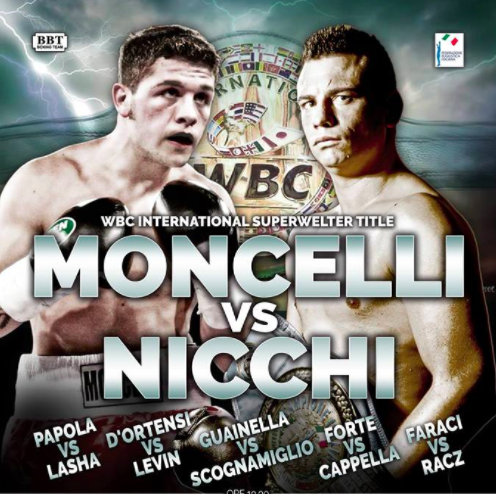 Il Match  Moncelli vs Nicchi per il Titolo Int. WBC Superwelter il 13 Maggio a Roma - Diretta SportItalia  #ProBoxing