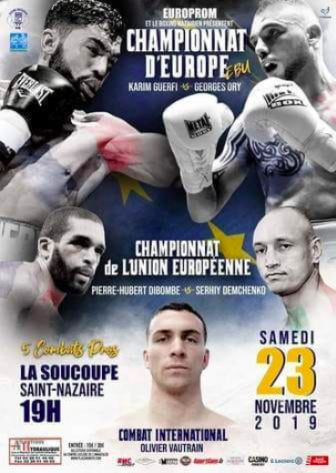 Il 23 Novembre a Saint-Nazaire Demchenko vs DiBombe per il Titolo UE Mediomassimi #ProBoxing