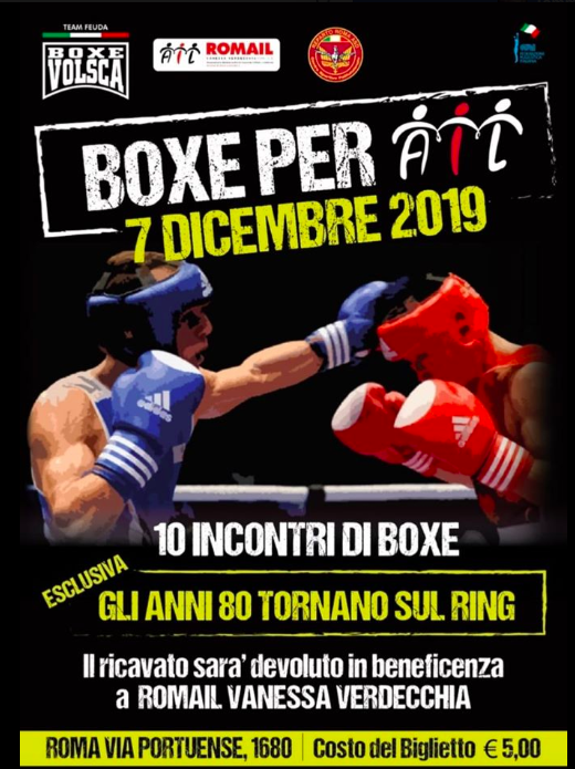 Il 7 Dicembre a Roma Boxe e Solidarietà per la Lotta contro i Tumori 