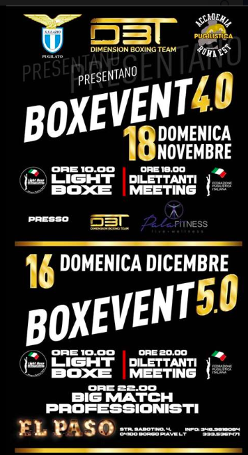 Grandi eventi di Boxe Light, AOB e Pro nel Lazio tra Novembre e Dicembre 