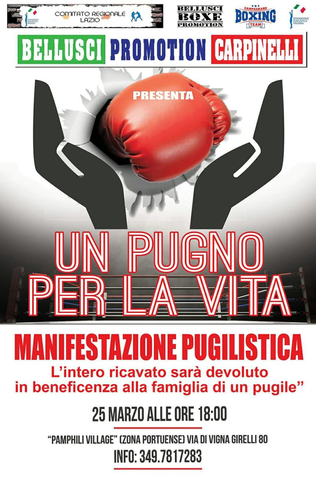 Domenica 25 Marzo a Roma Evento Benefico di Boxe firmato Bellusci Promotion Carpinelli 