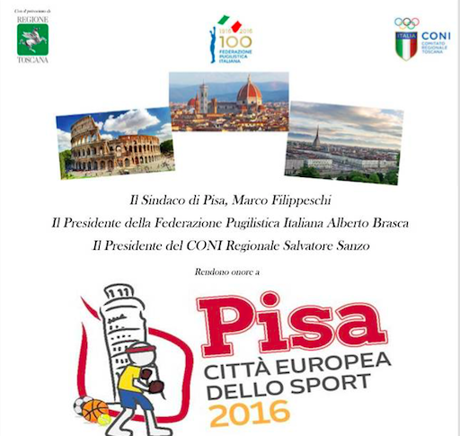 Sabato 17 Settembre a Pisa la Kermesse Pugilistica Galà delle Tre Capitali #CittaEuropeaSport2016