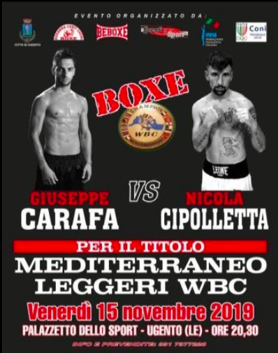 Il 15 Novembre a Ugento Carafa vs Cipolletta per il Titolo Mediterraneo Leggeri WBC - POSTER UFFICIALE  #ProBoxing