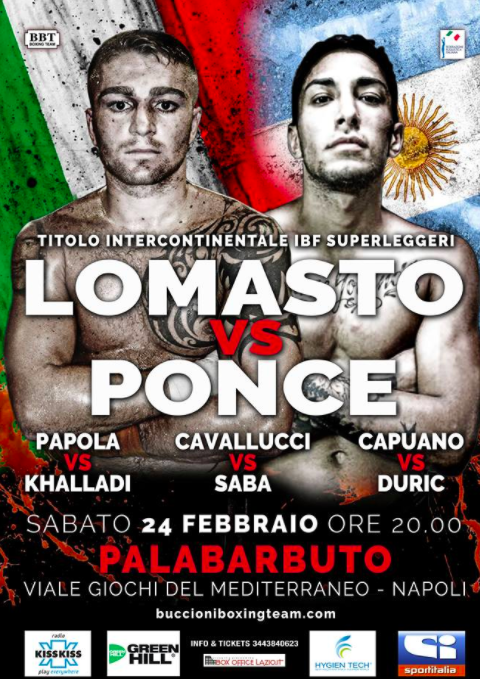 Il 24 Febbraio a Napoli Lomasto vs Ponce per il Titolo Int. Superleggeri IBF - INFOTICKET #ProBoxing