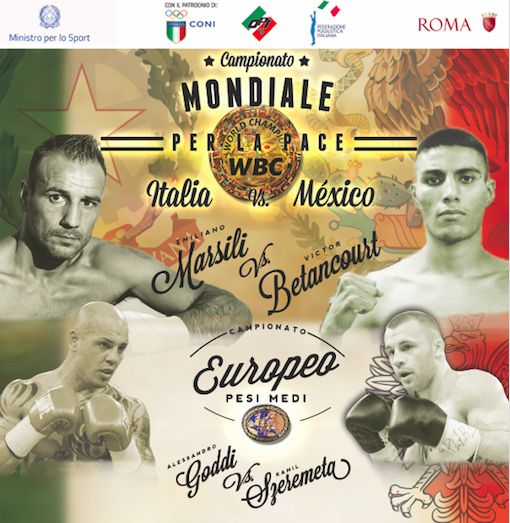Il 23 febbraio a Roma Marsili vs Betancourt per il Campionato WBC della Pace e Goddi per l'Europeo Medi 