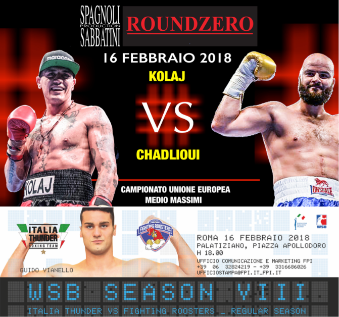 ROMA BOXING GALA: Il 16 Febbraio Kolaj sul ring per l'UE Mediomassimi e la Thunder per la 2° Giornata #WSB8