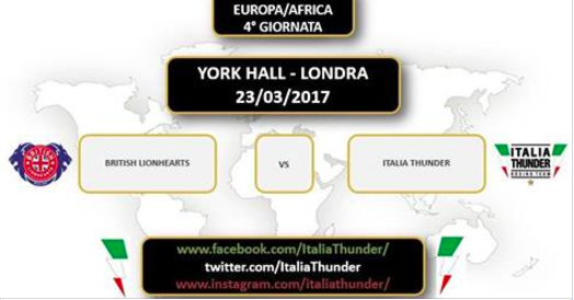 WSBVII 4° Giornata British Lionhearts vs Italia Thunder Londra 23 Marzo INFOTICKET #WSBVII