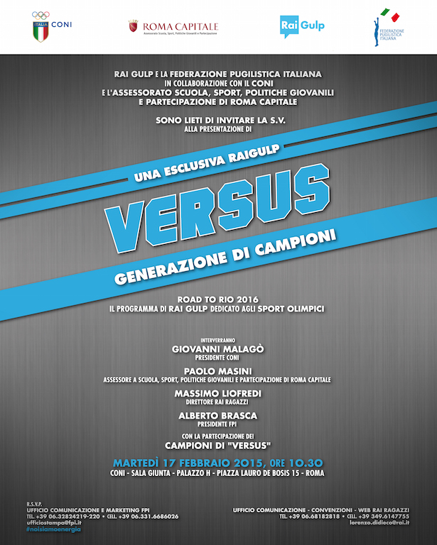#RoadtoRio2016 #Versus #noisiamoenergia - il 17 Febbraio a Roma la presentazione di Versus Generazione di Campioni Programma RaiGulp (2)