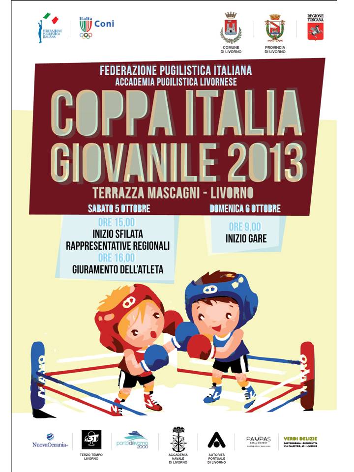 Coppa Italia Giovanile 2013: Livorno il 5-6 Ottobre ospiterà la grande Festa del Pugilato Giovanile Italiano