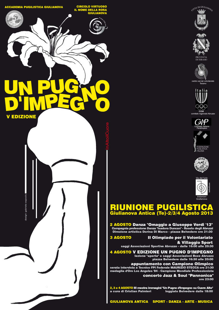 V Ed. Un Pugno d'Impegno: dal 2 al 4 Agosto Cultura e Boxe protagoniste a Giulianova, ospite d'onore Maurizio Stecca