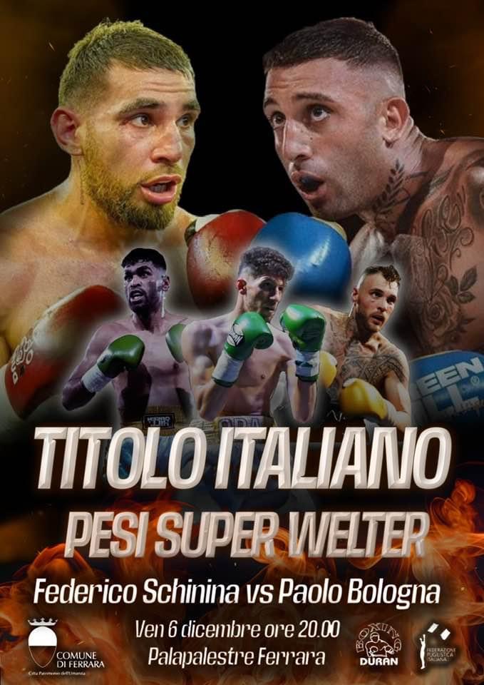 Titolo Italiano SuperWelter: Il 6 dicembre a Ferrara la sfida Schininá vs Bologna