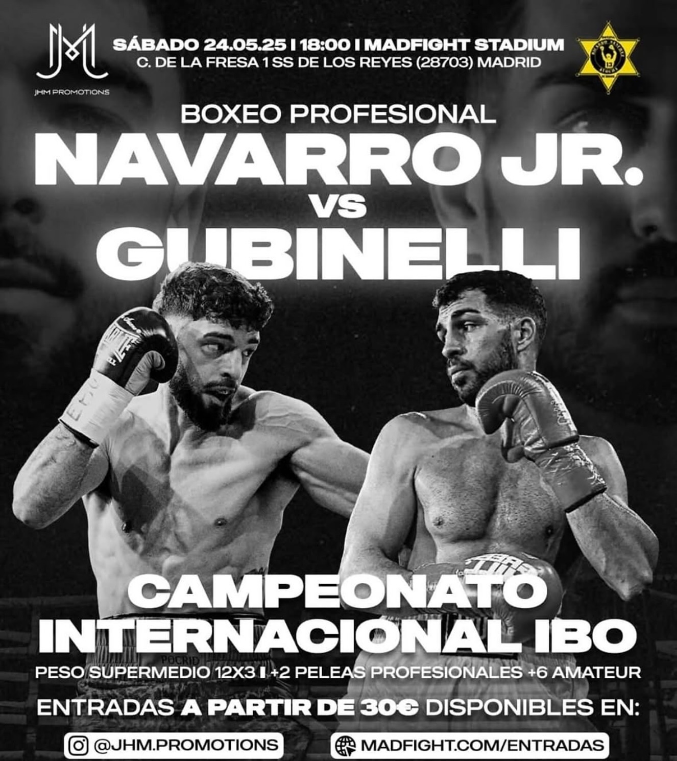 TITOLO INTERNAZIONALE IBO SUPERMEDI: IL 24 MAGGIO A MADRID LA SFIDA GUBINELLI V S NAVARRO