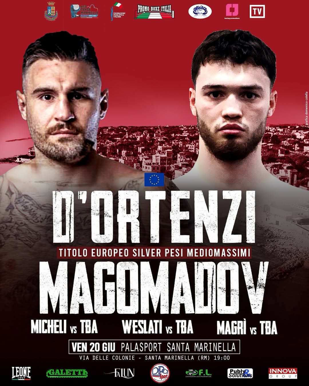 TITOLO EBU SILVER MEDIOMASSIMI - IL 20 GIUGNO A SANTA MARINELLA D'ORTENZI VS MAGOMADOV 