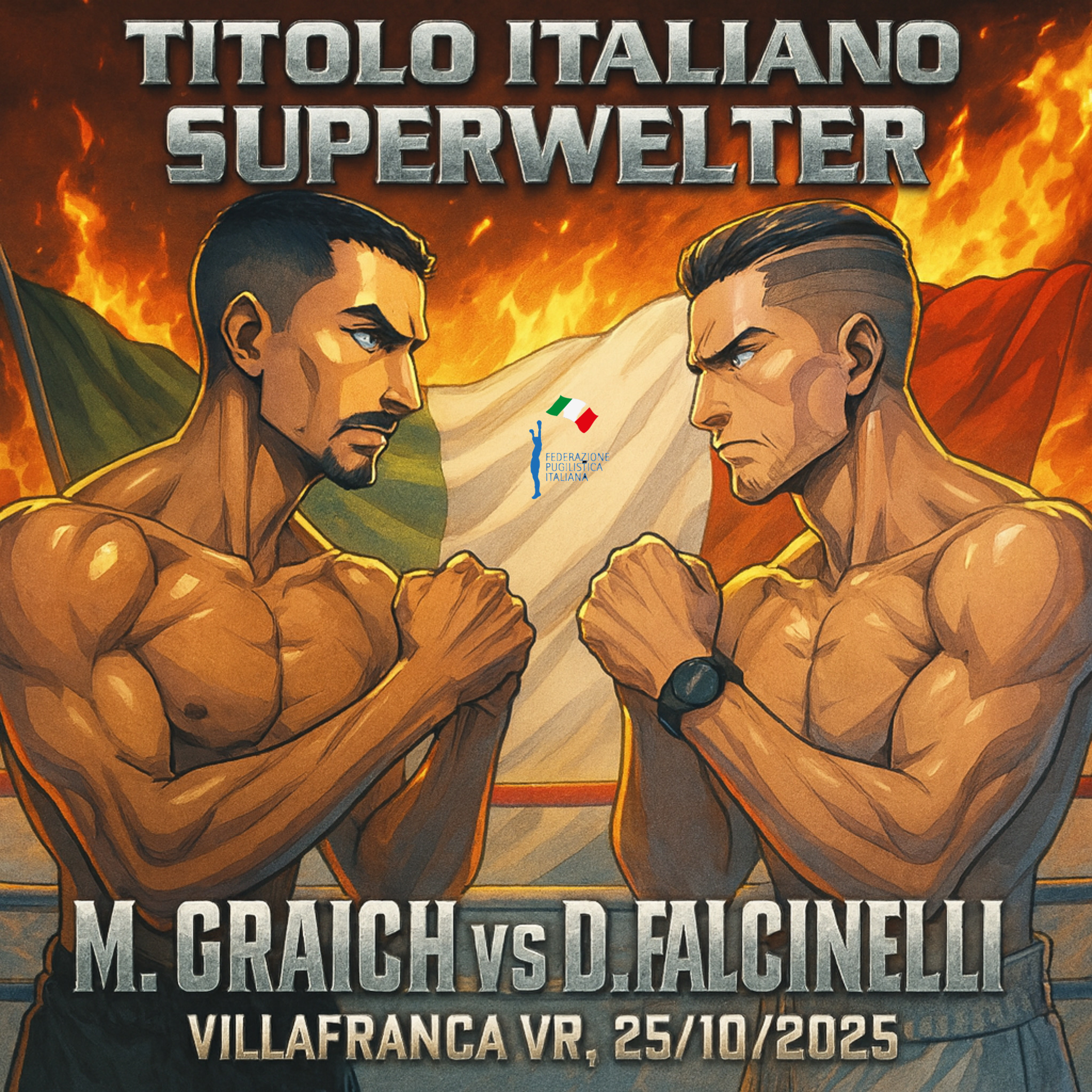 Titolo Italiano Superwelter - Falcinelli vs Graich il 25/10 pv a Villafranca di Verona 