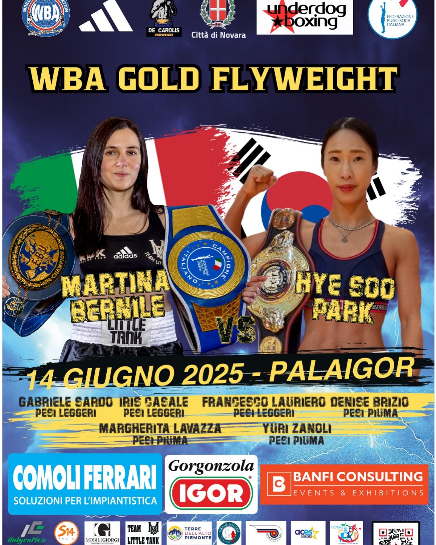 TITOLO WBA GOLD PESI MOSCA: IL 14 GIUGNO A NOVARA LA SFIDA TRA LA NOSTRA BERNILE E LA COREANA SOO PARK 