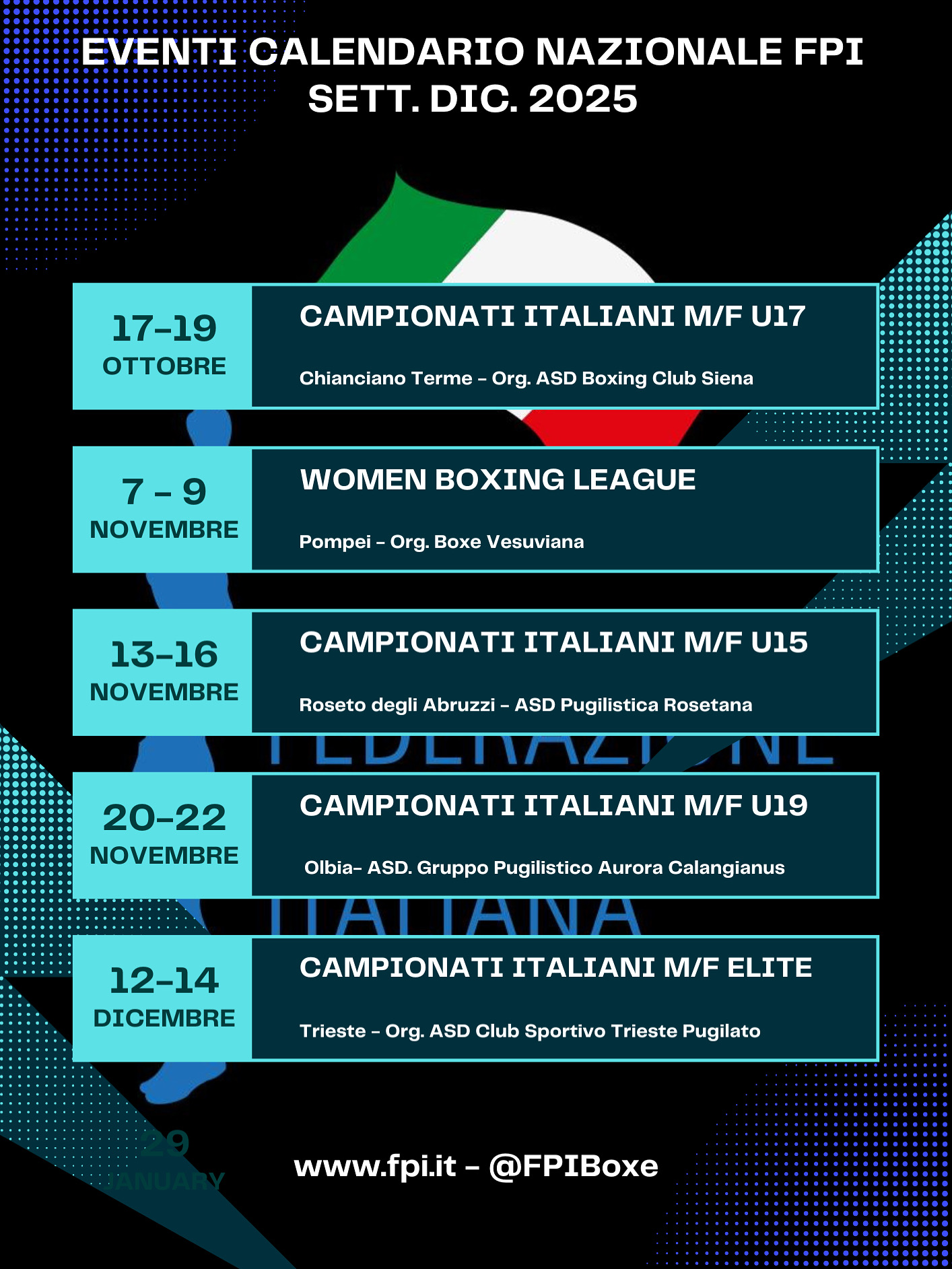Eventi Nazionali FPI Settembre/Dicembre 2025