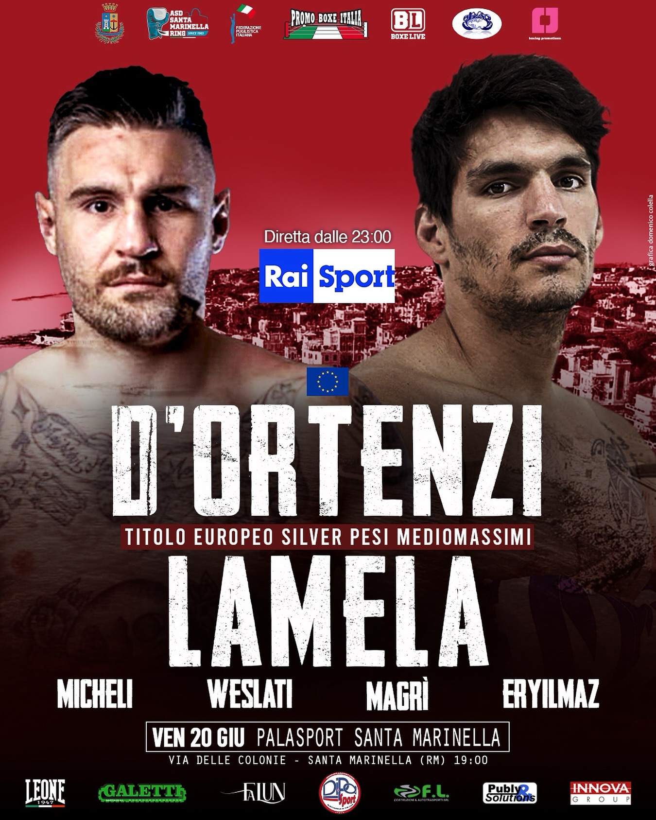 EBU Silver Mediomassimi  - IL 20 GIUGNO A SANTA MARINELLA D'ORTENZI VS LAMELA - DIRETTA TV RAISPORT