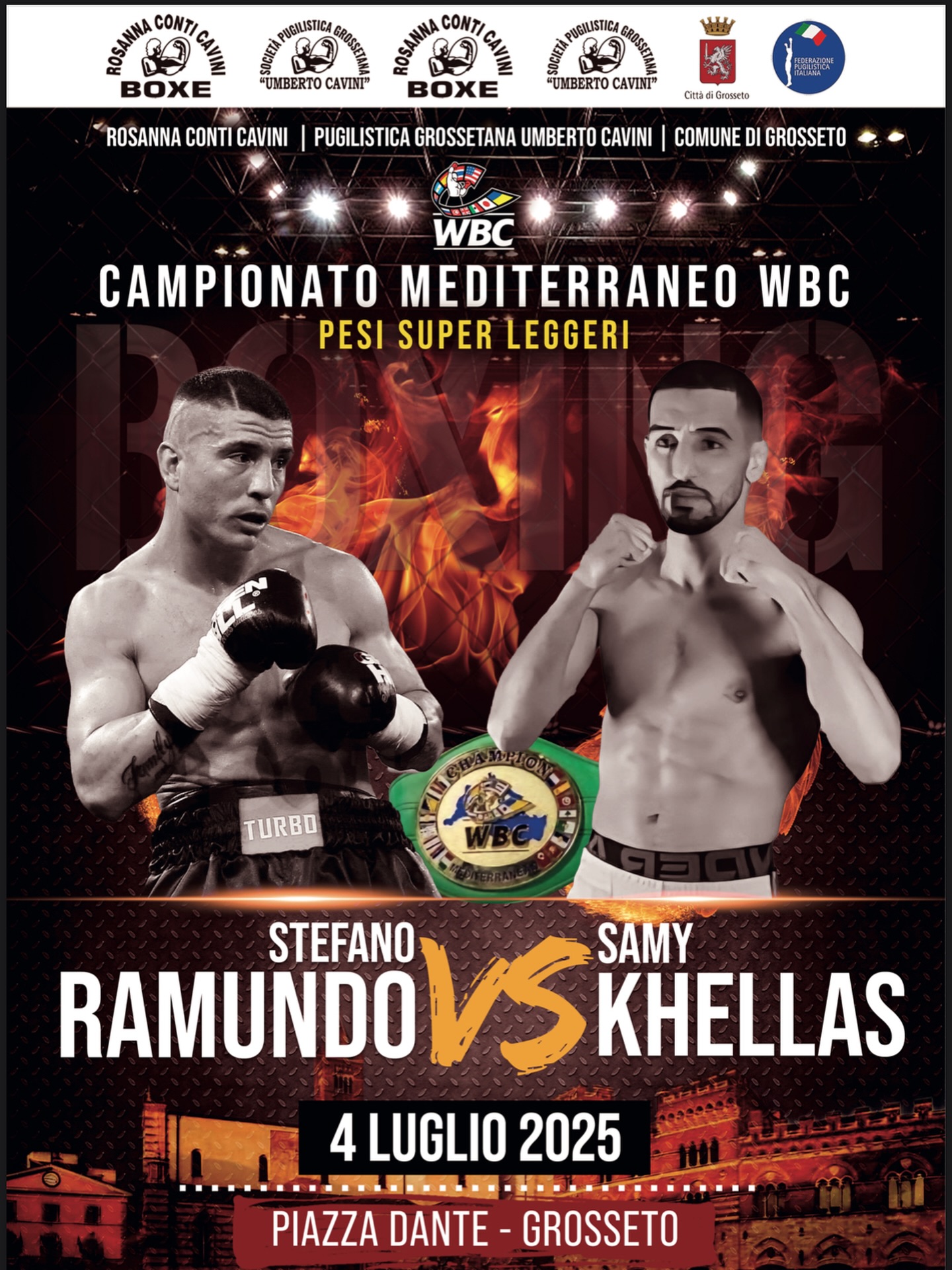 Titolo WBC Mediterraneo Superleggeri - il 4 luglio a Grosseto Ramundo vs Khellas 