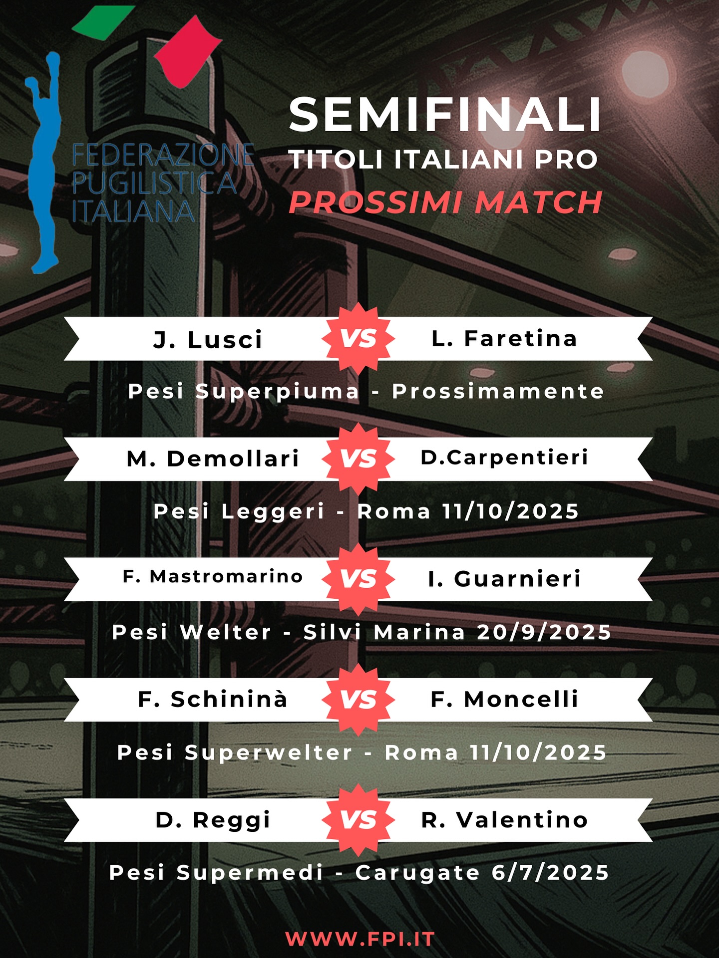 Semifinali Titoli Italiani Pro  - Prossimi Match 