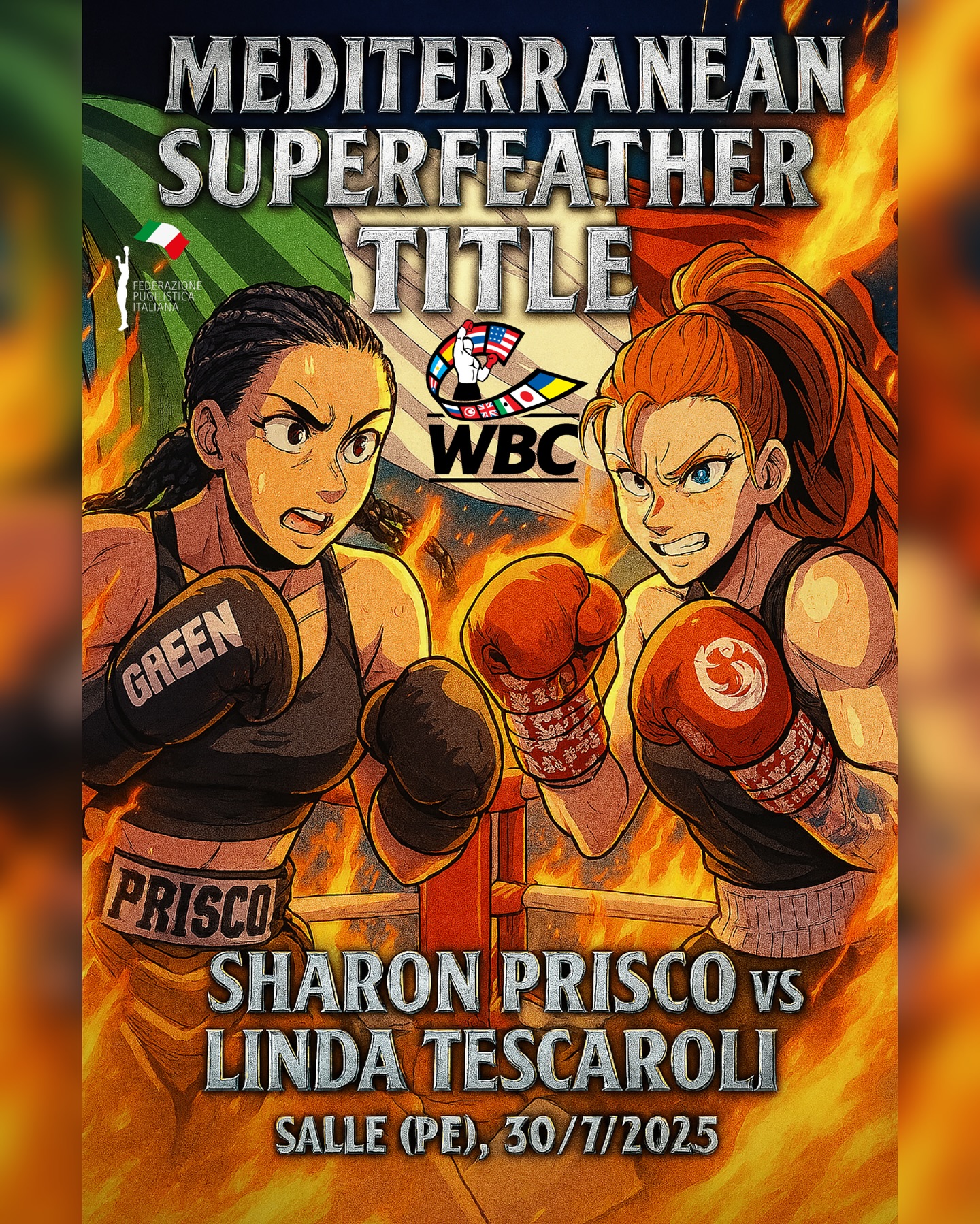 Il 30 luglio a Salle (PE) Prisco vs Tescaroli per il Mediterraneo WBC dei Superpiuma 