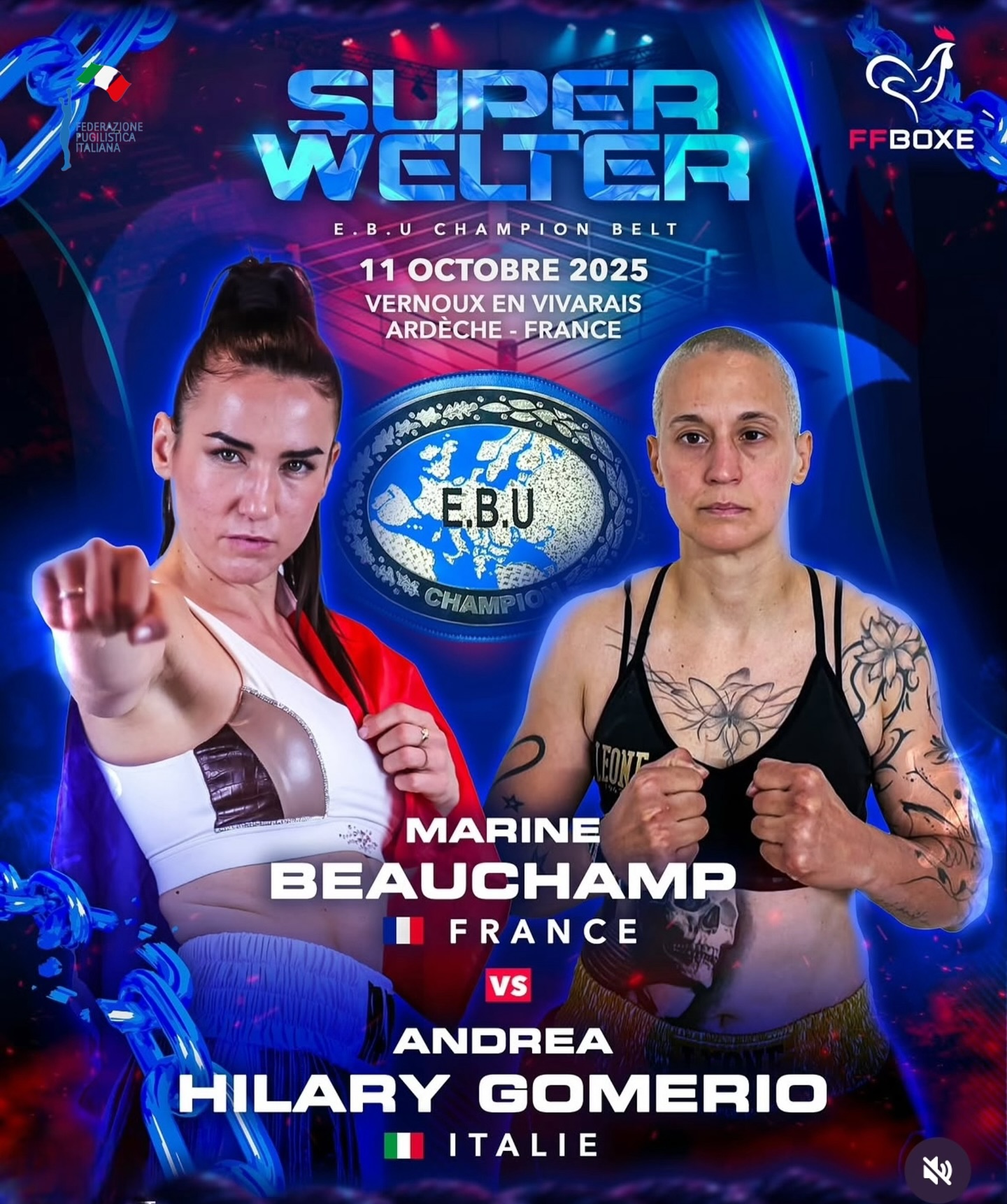 Euro Superwelter: A Vernoux l'11 ottobre pv la sfida tra Andrea Gomiero e Marine Beauchamp