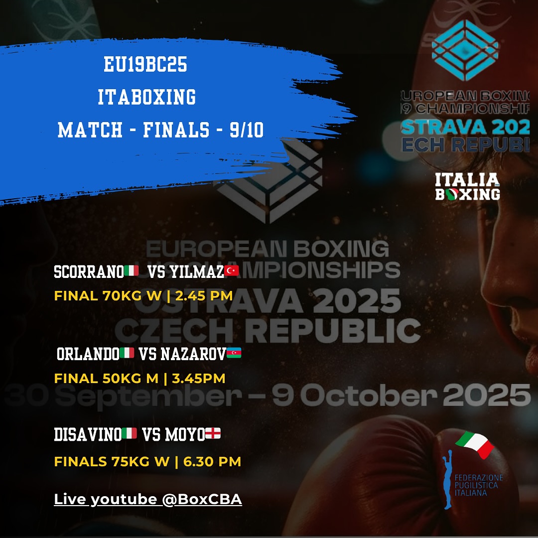 Euro U19 Boxing Championships Ostrava 2025 - FINAL DAY - 2 AZZURRE E 1 AZZURRO A CACCIA DELL'ORO - INFO ORARI E LIVESTREAMING MATCH