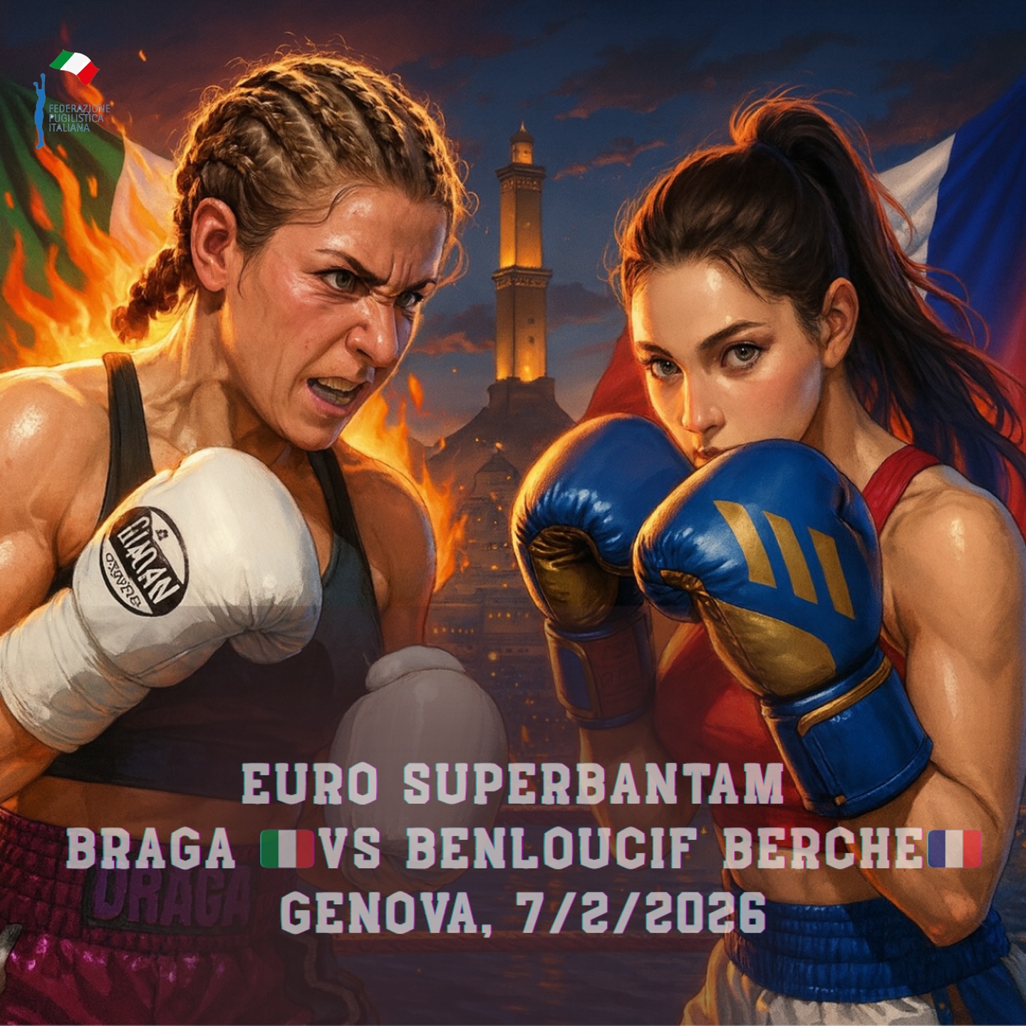IL PROSSIMO 26 FEBBRAIO A GENOVA BRAGA VS BENLOUCIF BERCHE PER L'EUROPEO DEI SUPERGALLO 