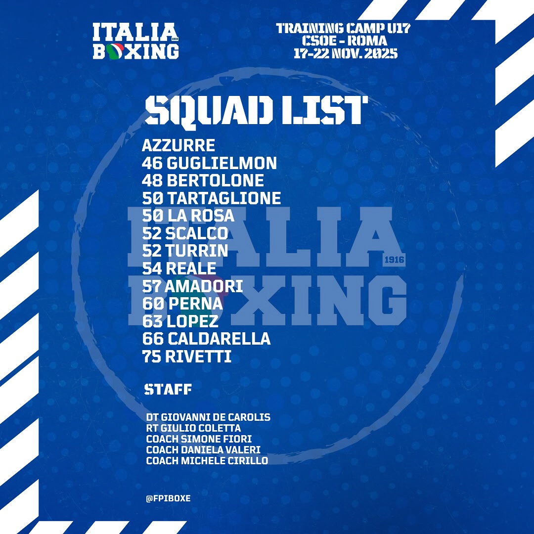 Training CAMP AZZURRE U17 + Pugili Ricerca del Talento Boxe Femminile - ROMA 17-22 Novembre pv