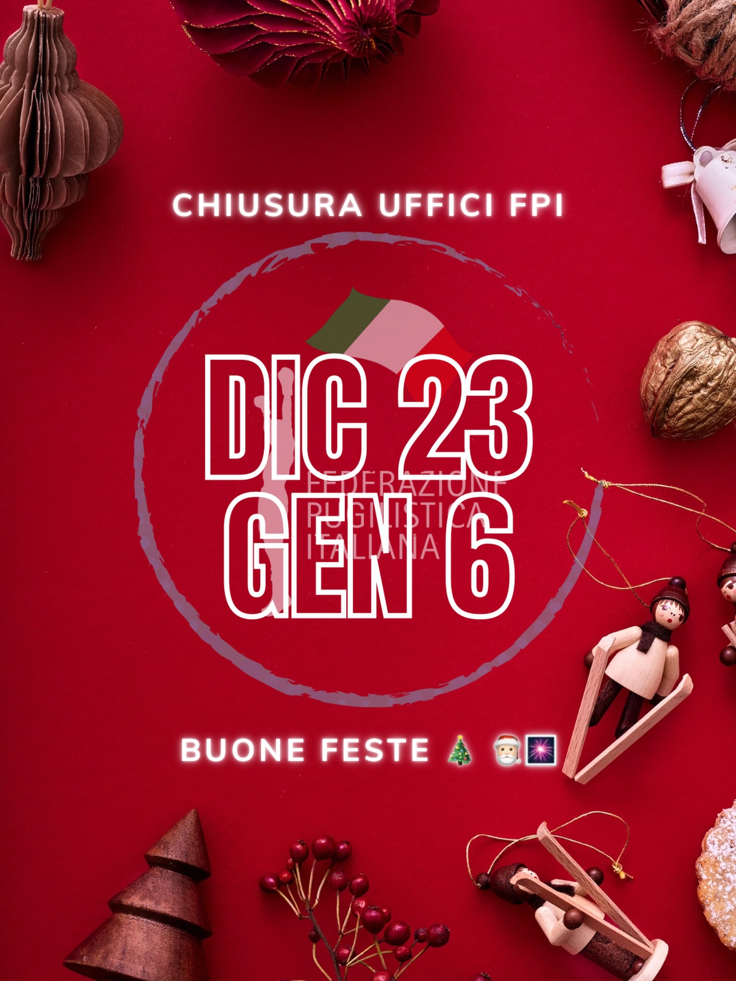 CHIUSURA UFFICI FEDERALI PER FESTIVITA' NATALIZIE 2025 