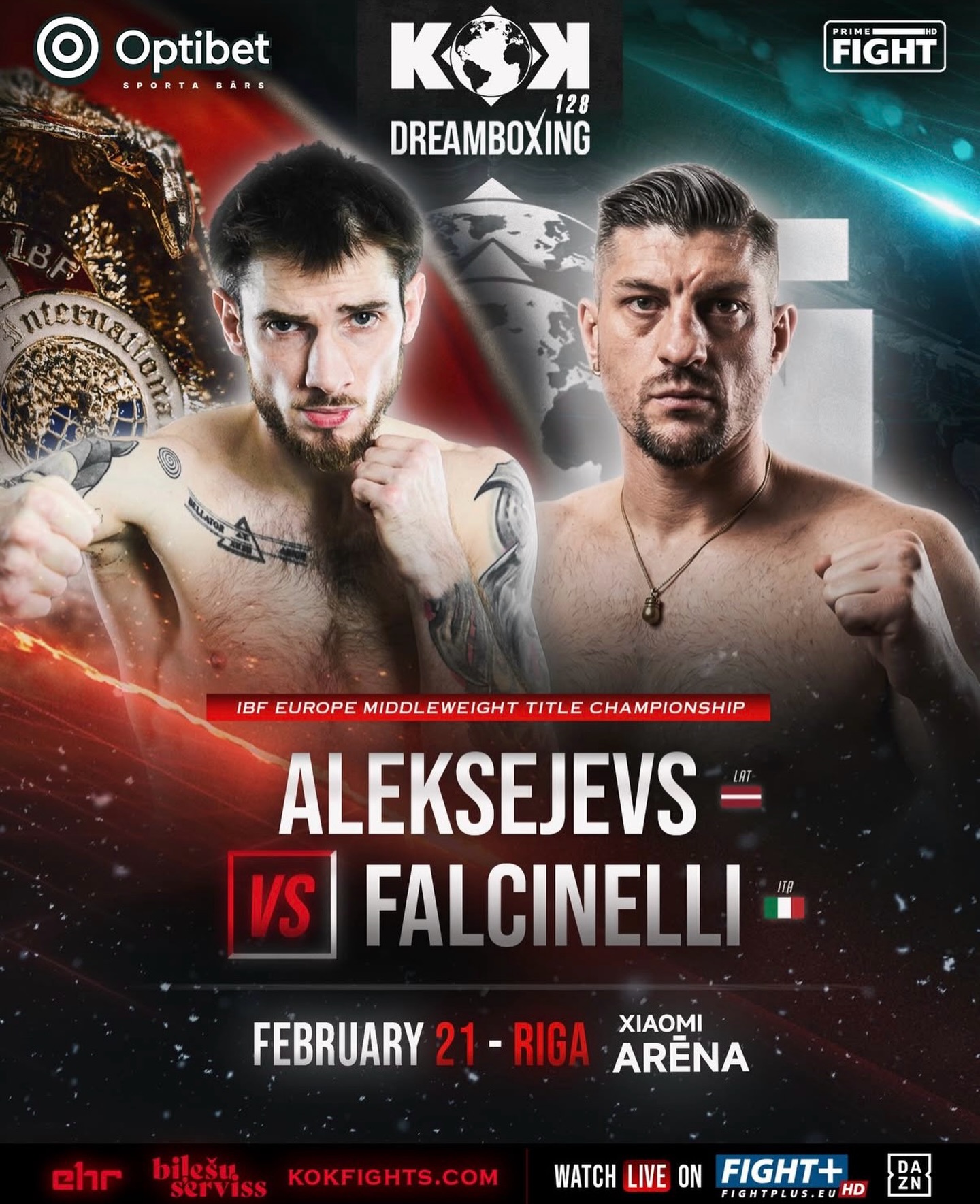 TITOLO IBF CONTINENTALE PESI MEDI - IL 21/2 pv a RIGA Damiano Falcinelli vs Jevgenijs Aleksejevs.