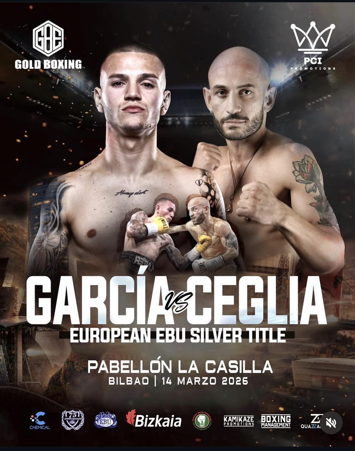 EBU SIlver Pesi Leggeri | Il 14 Marzo pv a Bilbao la sfida Garcia vs Ceglia