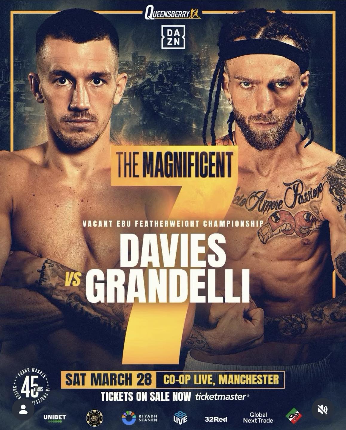 TITOLO EUROPEO PIUMA | IL 28 MARZO A MANCHESTER DAVIES VS GRANDELLI 