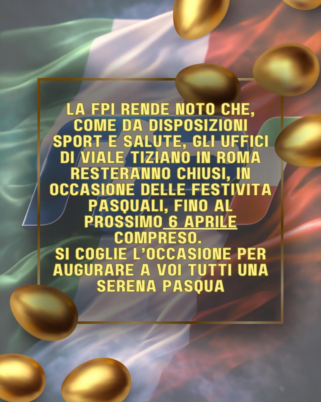 CHIUSURA UFFICI FEDERALI PER FESTIVITA' PASQUALI 2026