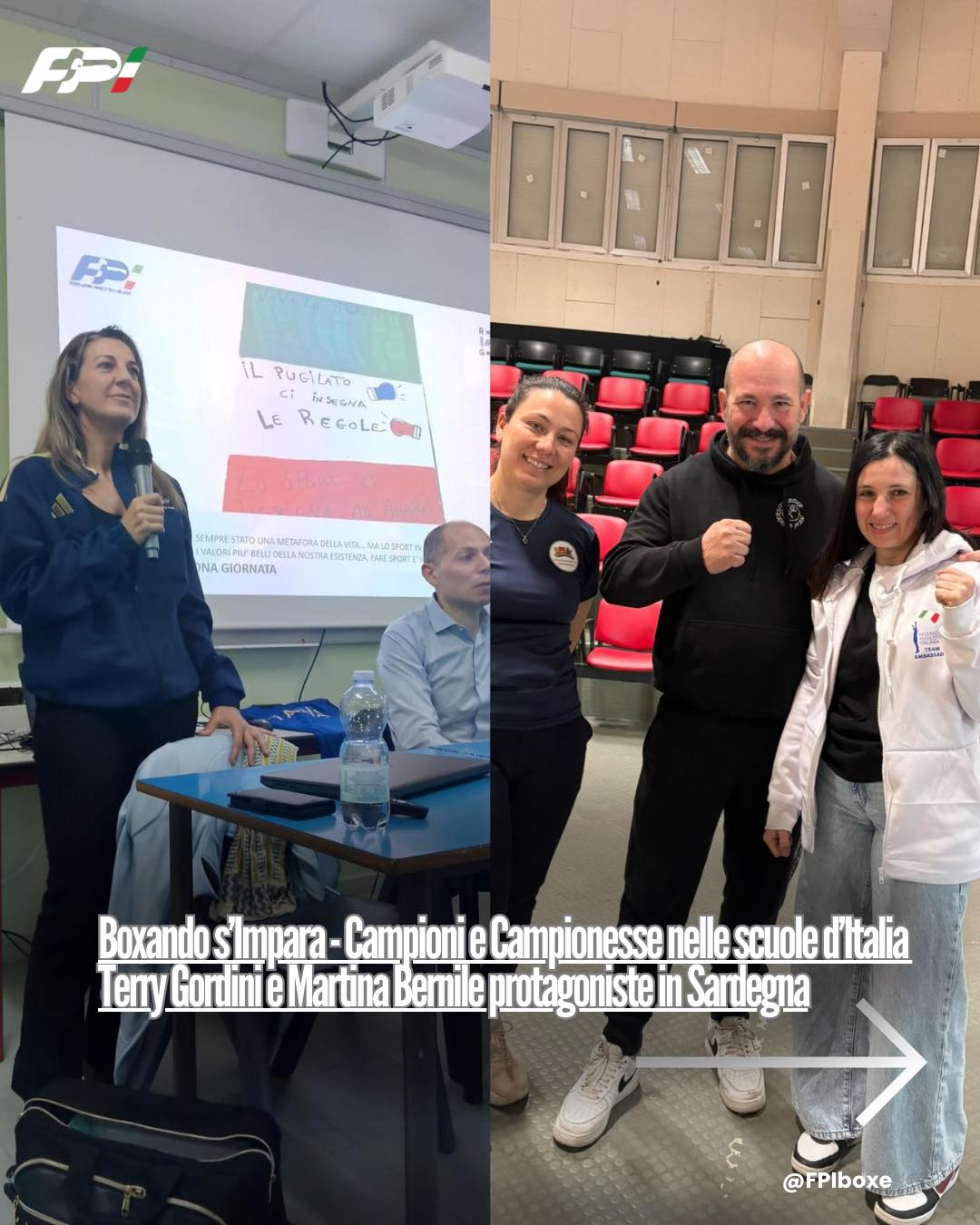 Boxando s'impara - Terry Gordini e Martina Bernile protagoniste in due plessi scolastici sardi
