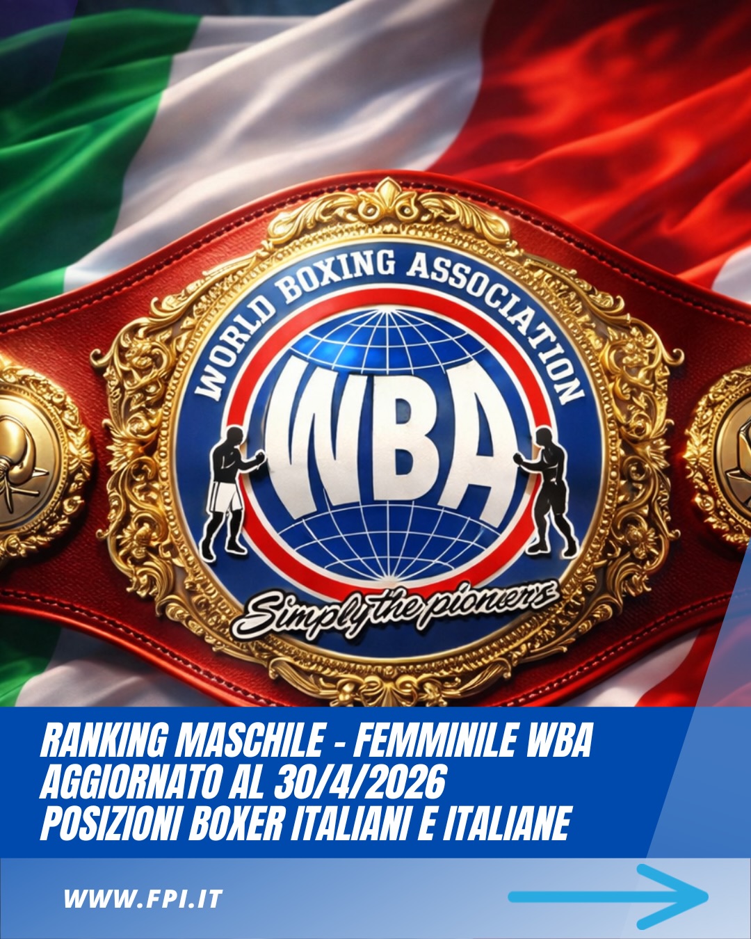 Ranking WBA - POSIZIONE BOXER ITALIANI E ITALIANE AGG. 30/4/2026