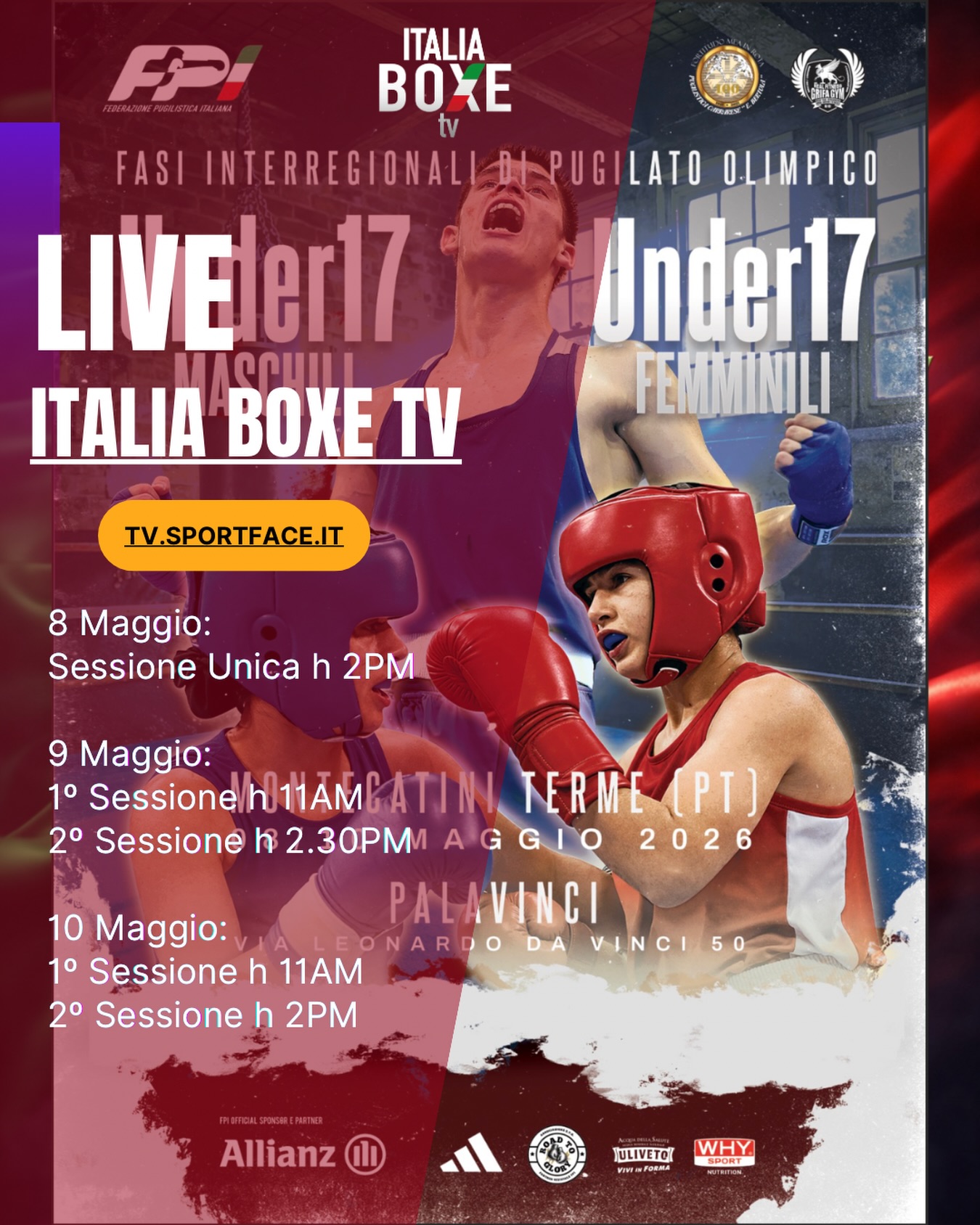 FASI INTERREGIONALI CAMPIONATI ITALIANI U17 M/F -  MONTECATINI 8-10 Maggio pv - PROGRAMMA COMPETIZIONE 