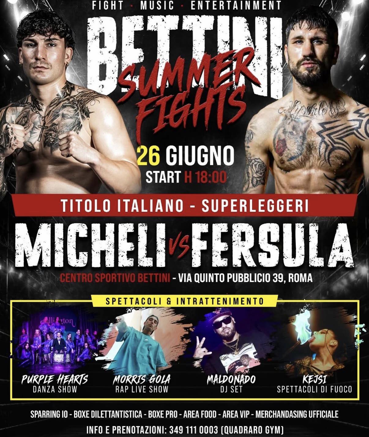 Titolo Italiano Superleggeri | IL PROSSIMO 26/6 A ROMA MICHELI VS FERSULA 
