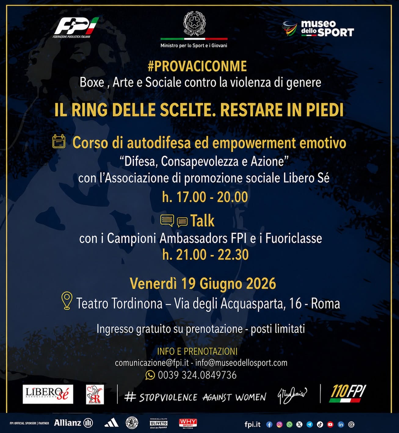 Progetto #ProvaciConMe - il 19 GIUGNO AL TEATRO TOR DI NONA DI ROMA IL PRIMO APPUNTAMENTO DI UN GRANDE PROGETTO SOCIALE FPI