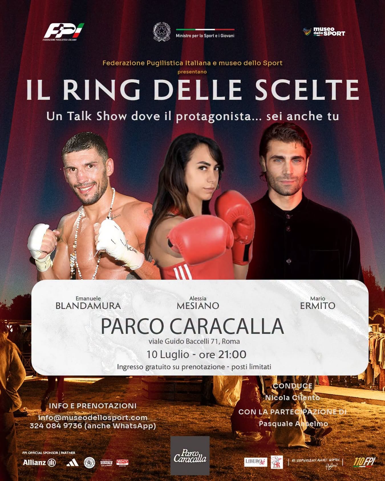 IL 10 LUGLIO A PARCO CARACALLA TALK FPI "PROVACI CON ME" CON BLANDAMURA, MESIANO E MARIO ER MITO 
