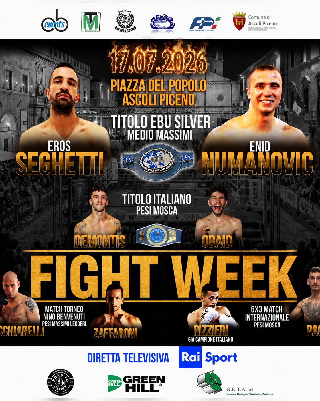 Ascoli Boxing Night - Il prossimo 17 luglio grande Serata Team Magnesi ad Ascoli con diretta Raisport 