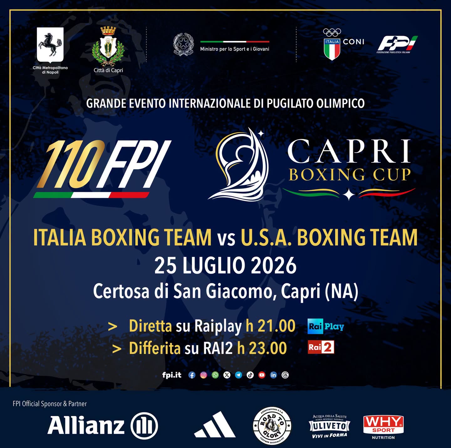CAPRI BOXING CUP | IL 25 LUGLIO LA CERTOSA DI SAN GIACOMO RINGSIDE DELLA SFIDA ITALIA VS USA 